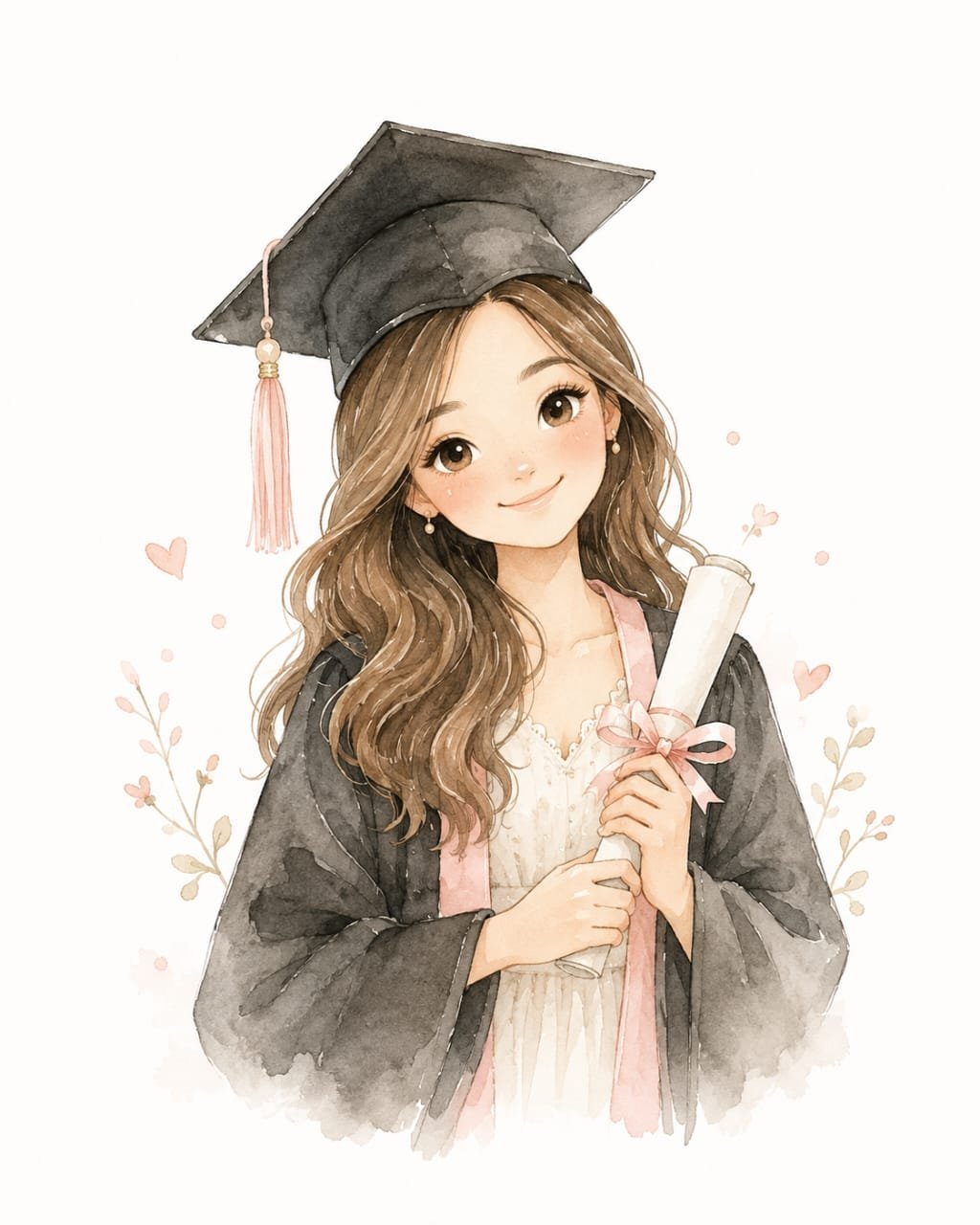 Ilustración de una joven graduándose con diploma, para otras celebraciones de Hada Mágica